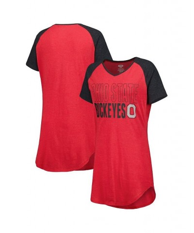 Women's Scarlet Black Ohio State Buckeyes Raglan V-Neck Nightshirt Scarlet, Black $23.65 Pajama