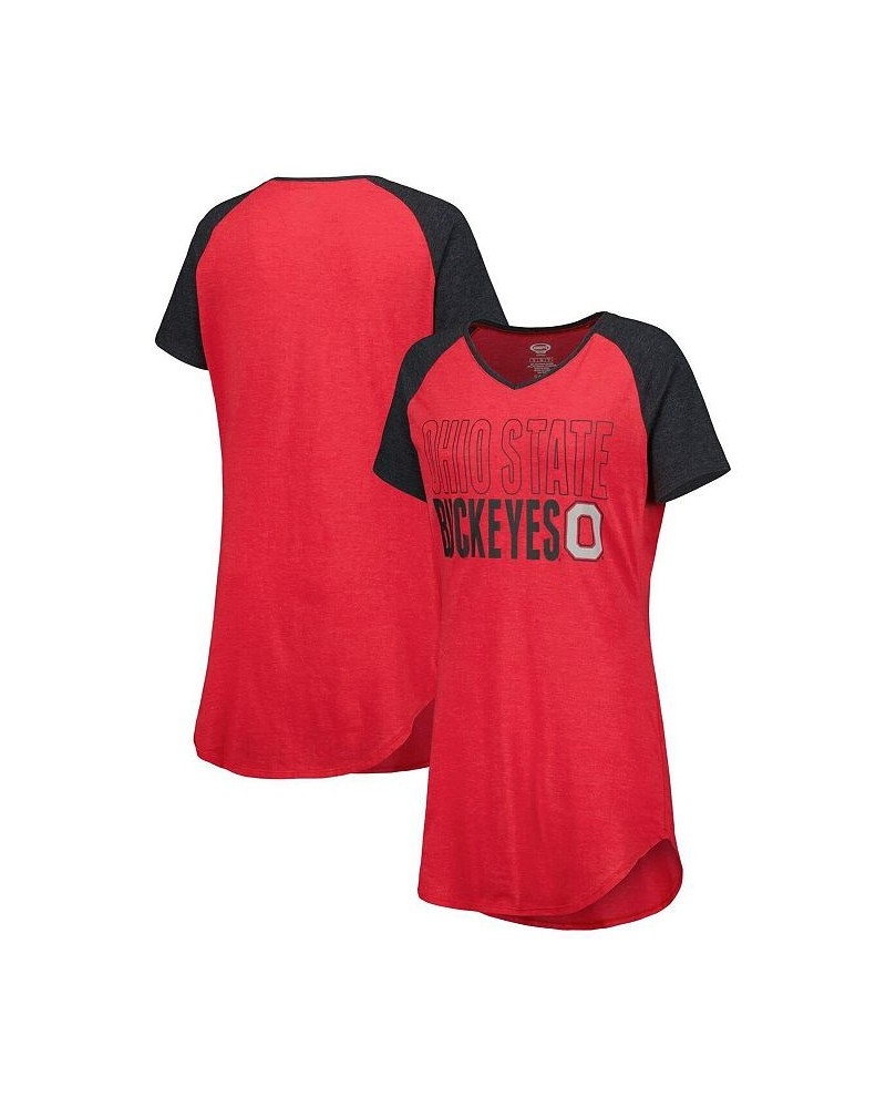 Women's Scarlet Black Ohio State Buckeyes Raglan V-Neck Nightshirt Scarlet, Black $23.65 Pajama