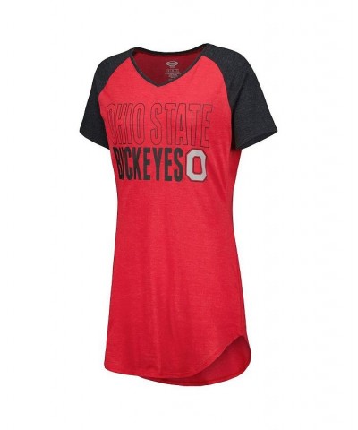 Women's Scarlet Black Ohio State Buckeyes Raglan V-Neck Nightshirt Scarlet, Black $23.65 Pajama