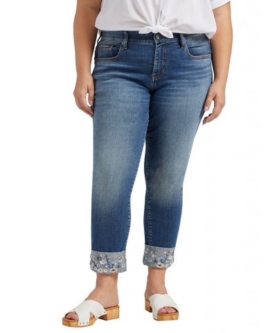 Plus Size Carter Mid Rise Girlfriend Jeans Mosaic Blue $34.81 Jeans