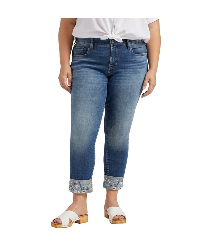 Plus Size Carter Mid Rise Girlfriend Jeans Mosaic Blue $34.81 Jeans