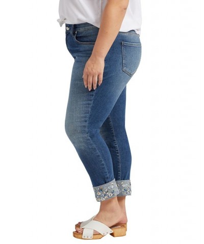 Plus Size Carter Mid Rise Girlfriend Jeans Mosaic Blue $34.81 Jeans