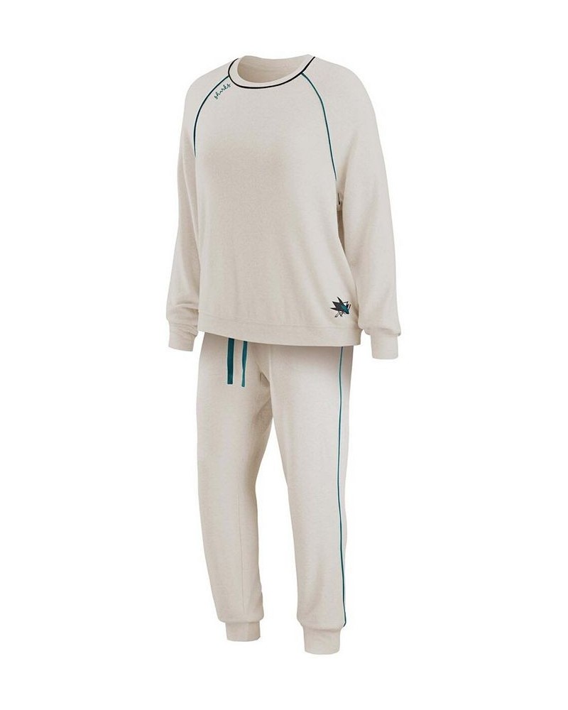 Women's Oatmeal San Jose Sharks Raglan Pullover Sweatshirt Pants Lounge Set Oatmeal $35.20 Pajama