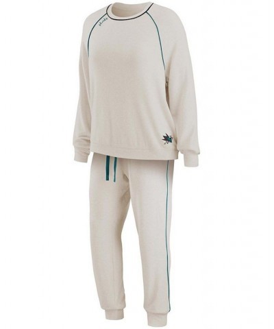 Women's Oatmeal San Jose Sharks Raglan Pullover Sweatshirt Pants Lounge Set Oatmeal $35.20 Pajama