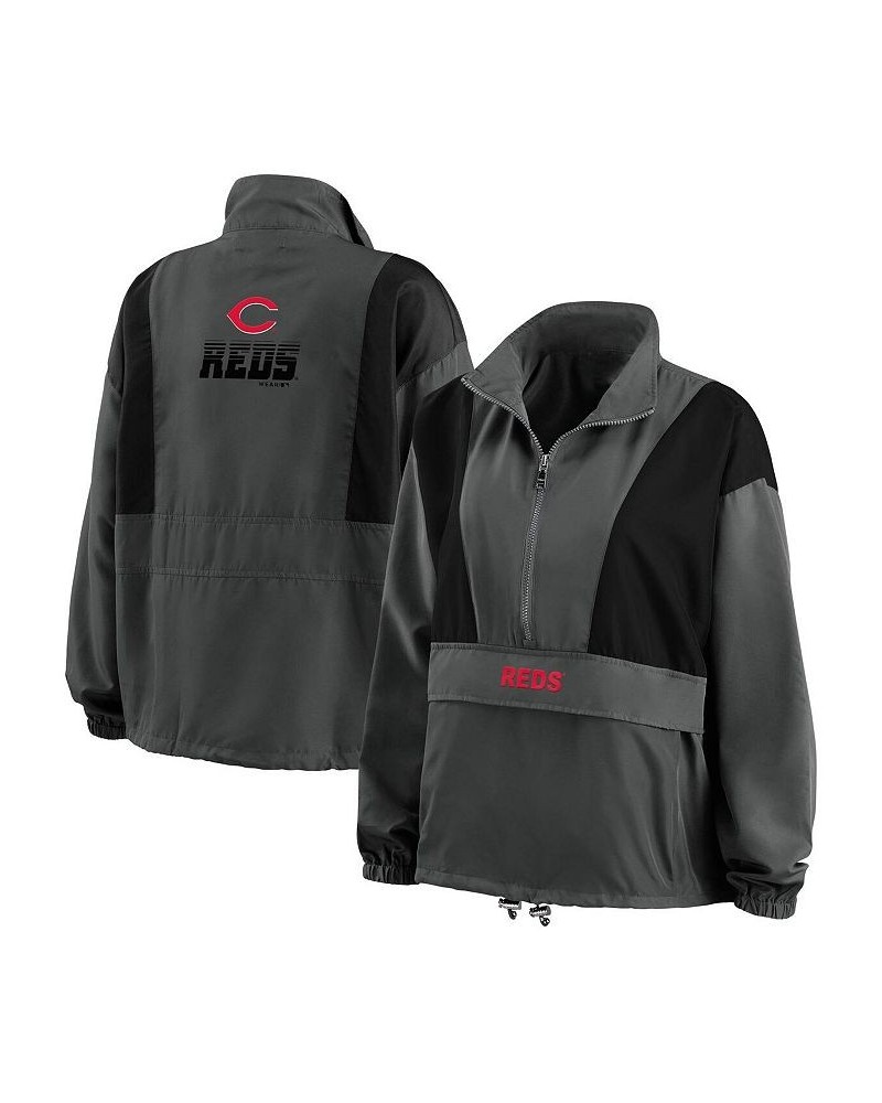 Women's Charcoal Cincinnati Reds Packable Half-Zip Jacket Charcoal $50.60 Jackets