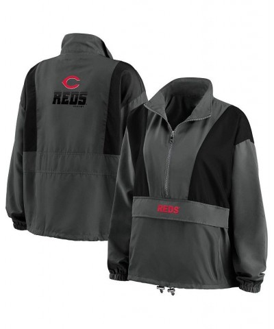 Women's Charcoal Cincinnati Reds Packable Half-Zip Jacket Charcoal $50.60 Jackets