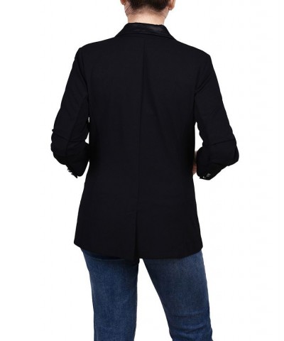 Petite Satin Lapel Ponte Blazer Black $18.70 Jackets