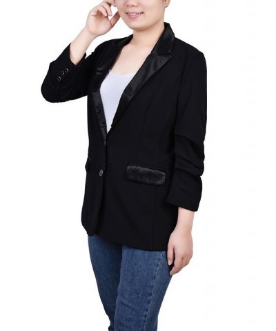 Petite Satin Lapel Ponte Blazer Black $18.70 Jackets