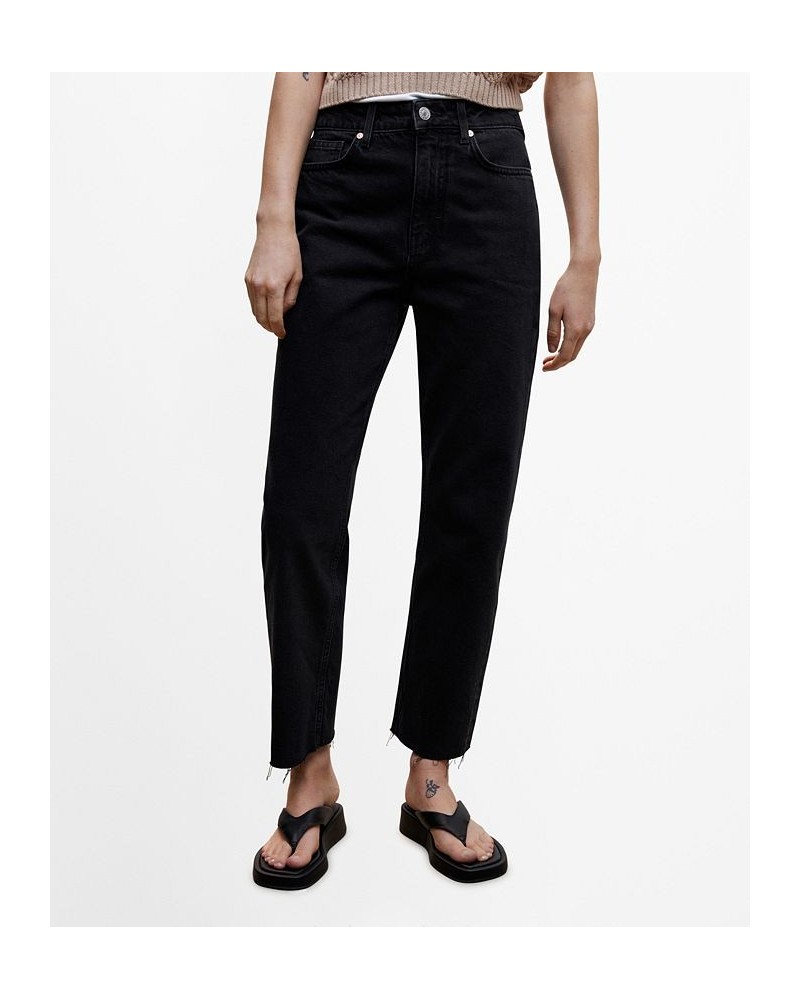 Women's High Waist Straight Jeans Black Denim $30.80 Jeans