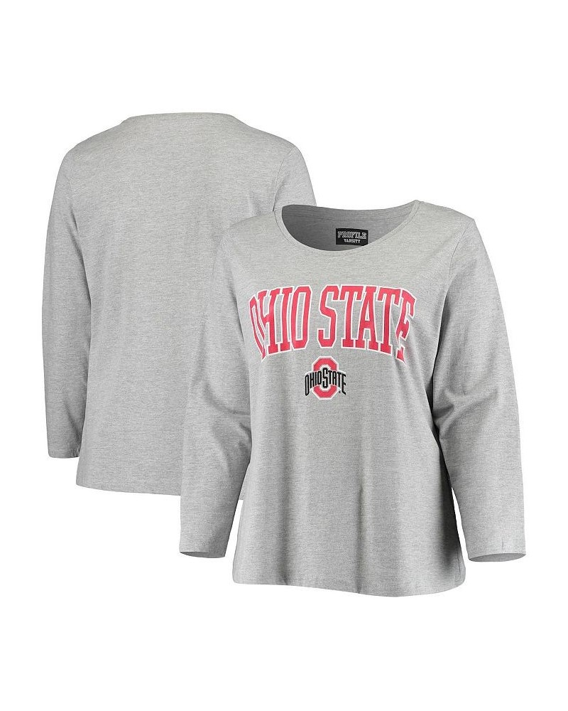 Women's Heathered Gray Ohio State Buckeyes Plus Size Logo Long Sleeve T-shirt Heathered Gray $24.50 T-Shirts