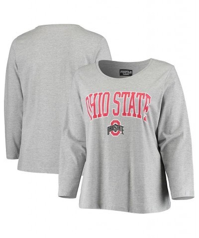 Women's Heathered Gray Ohio State Buckeyes Plus Size Logo Long Sleeve T-shirt Heathered Gray $24.50 T-Shirts