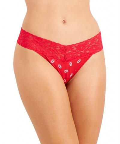 Women's Lace-Trim Thong Underwear Kissed Lips $7.56 Panty