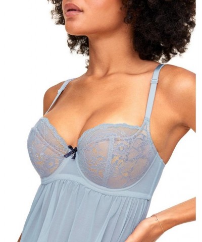 Ella Women's Babydoll Lingerie Blue $36.37 Lingerie