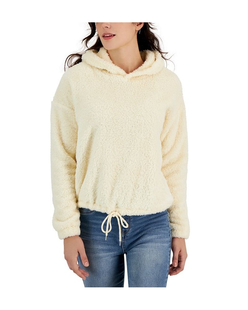 Juniors' Plush Drawstring-Hem Hoodie White $8.73 Tops