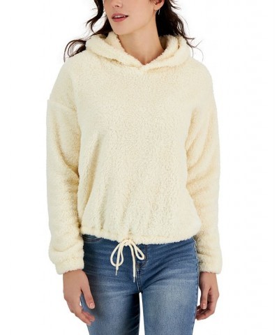 Juniors' Plush Drawstring-Hem Hoodie White $8.73 Tops