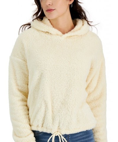 Juniors' Plush Drawstring-Hem Hoodie White $8.73 Tops