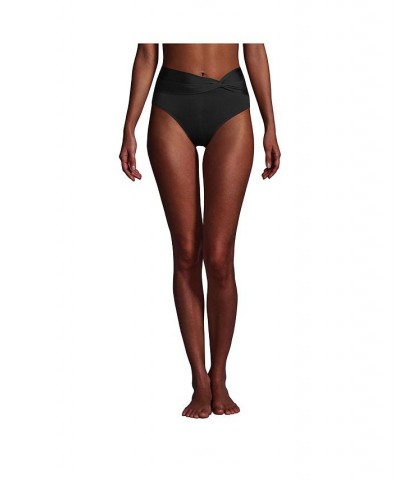 Women's Twist Front Retro High Waisted Bikini Swim Bottoms Black $30.58 Swimsuits