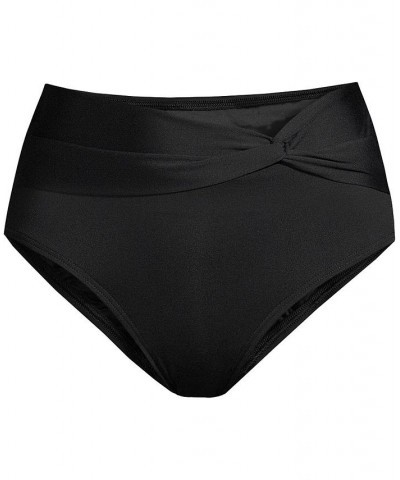 Women's Twist Front Retro High Waisted Bikini Swim Bottoms Black $30.58 Swimsuits