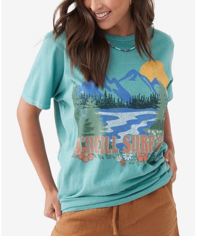 Juniors' Cotton Wild Outpost Graphic T-Shirt Teal $15.00 Tops