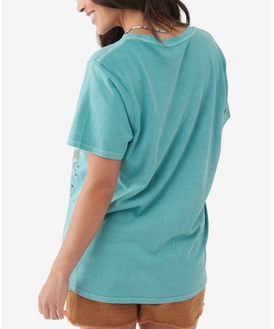 Juniors' Cotton Wild Outpost Graphic T-Shirt Teal $15.00 Tops