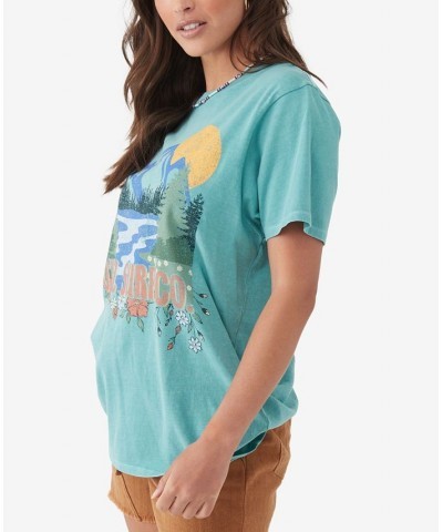 Juniors' Cotton Wild Outpost Graphic T-Shirt Teal $15.00 Tops