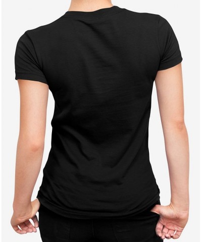 Women's Peeking Dog Word Art V-neck T-shirt Black $17.15 Tops