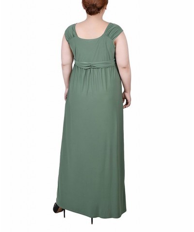 Plus Size Ruched Empire Maxi Dress Green $22.42 Dresses