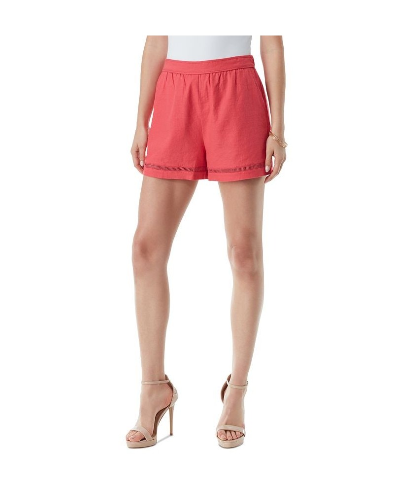 Women's Lace-Trim Flared Shorts Red $30.58 Shorts