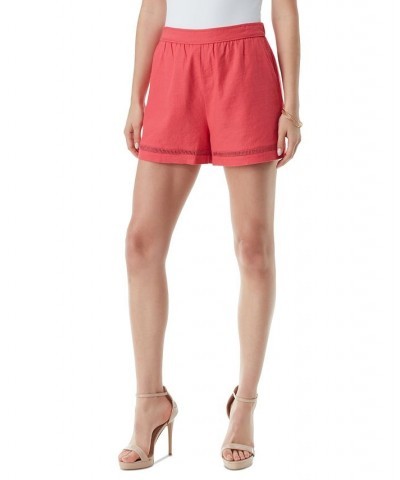 Women's Lace-Trim Flared Shorts Red $30.58 Shorts