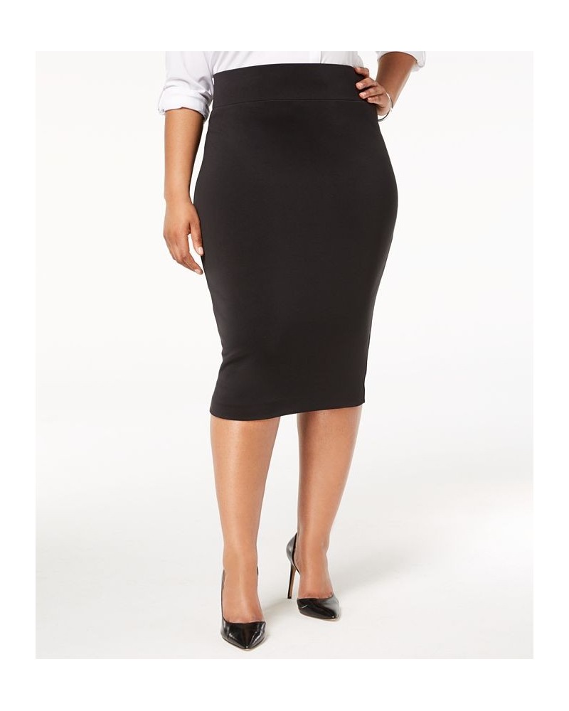 Plus Size Knit Pencil Skirt Deep Black $16.30 Skirts