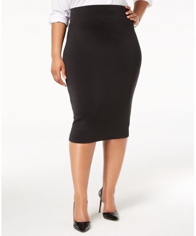 Plus Size Knit Pencil Skirt Deep Black $16.30 Skirts