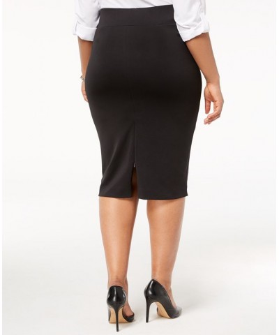 Plus Size Knit Pencil Skirt Deep Black $16.30 Skirts