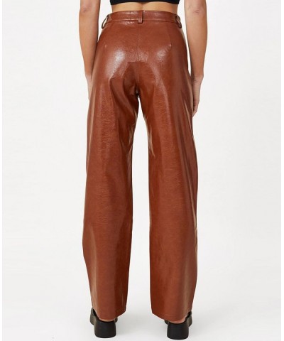 Women's Arlow Straight Faux Leather Pants Autumn Brown $34.40 Pants