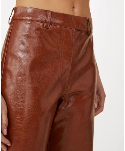 Women's Arlow Straight Faux Leather Pants Autumn Brown $34.40 Pants