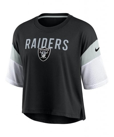 Women's Black and White Las Vegas Raiders Nickname Tri-Blend Performance Crop Top Black, White $29.49 Tops