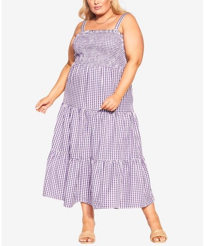 Trendy Plus Size Gingham Straight Neck Maxi Dress Petunia Gingham $43.86 Dresses