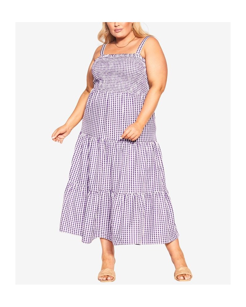 Trendy Plus Size Gingham Straight Neck Maxi Dress Petunia Gingham $43.86 Dresses