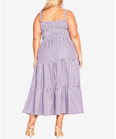 Trendy Plus Size Gingham Straight Neck Maxi Dress Petunia Gingham $43.86 Dresses