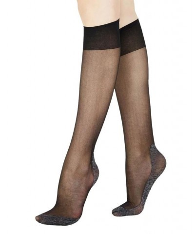 Women's Italian Made Sheer Knee-Highs Black $12.99 Socks