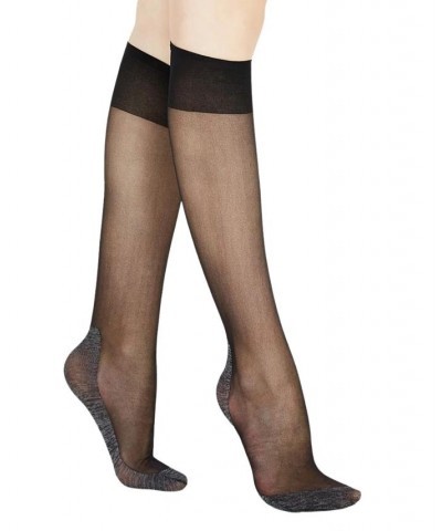 Women's Italian Made Sheer Knee-Highs Black $12.99 Socks