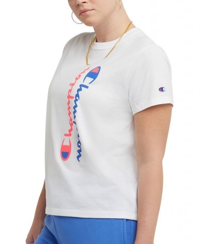 Women's Classic Cotton Logo Graphic-Print Tee White $13.23 Tops