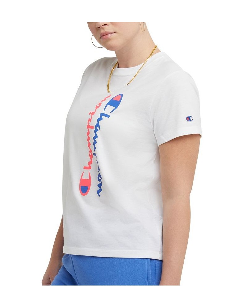 Women's Classic Cotton Logo Graphic-Print Tee White $13.23 Tops