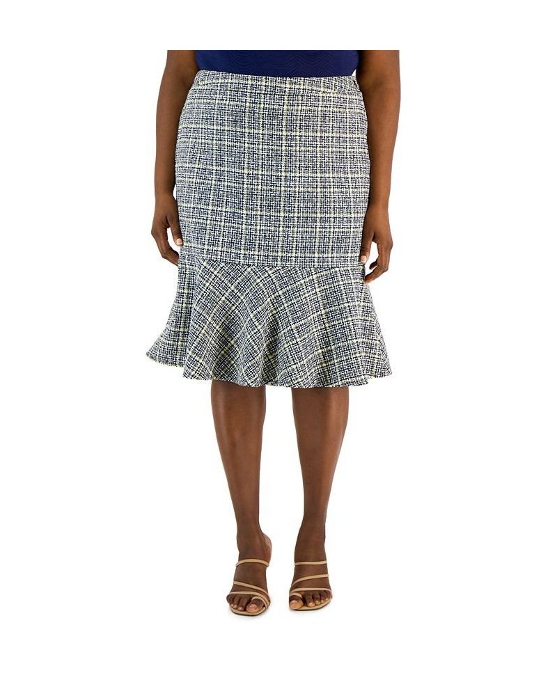 Plus Size Tweed Flounce Skirt Pale Yellow Multi $33.60 Skirts