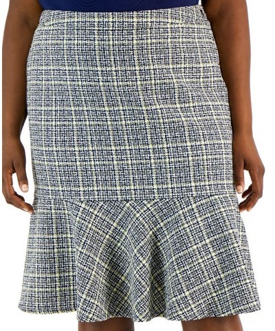 Plus Size Tweed Flounce Skirt Pale Yellow Multi $33.60 Skirts