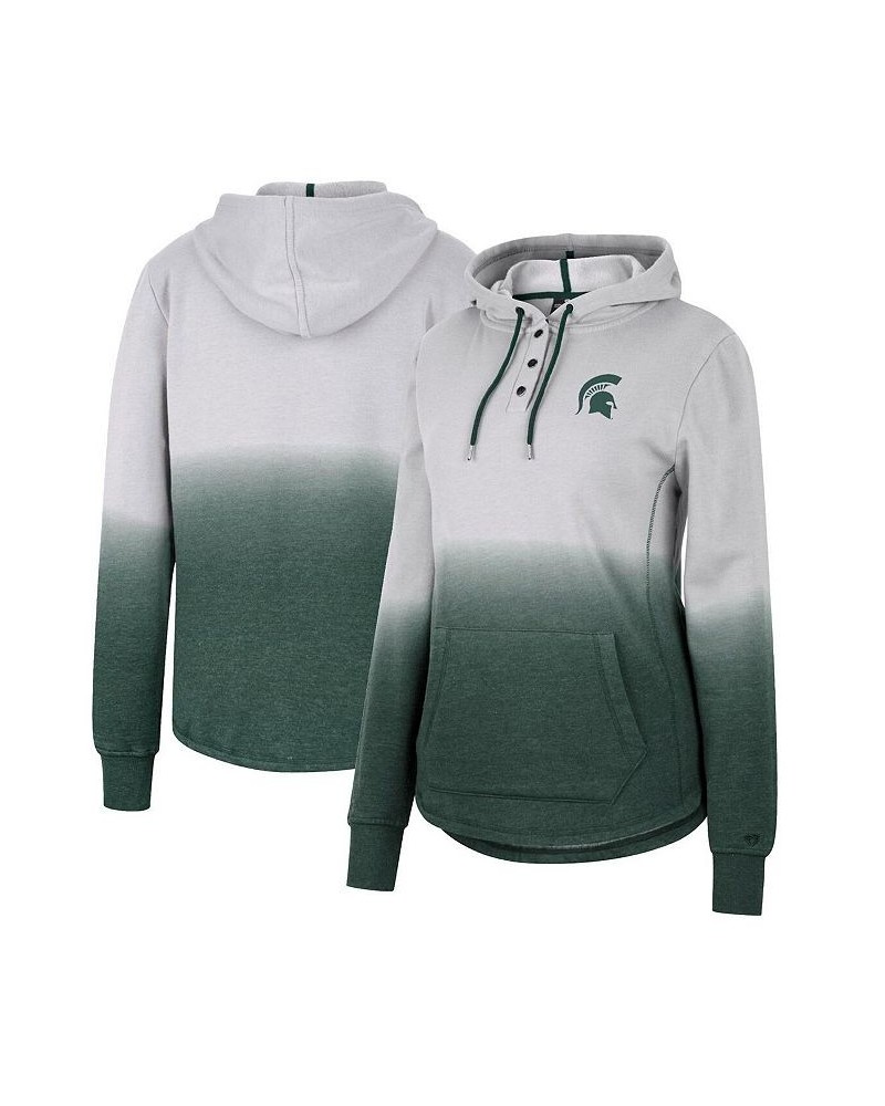 Women's Gray Green Michigan State Spartans Aurelia Dip-Dye Quarter-Snap Pullover Hoodie $29.40 Sweatshirts