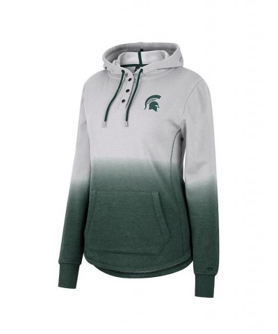 Women's Gray Green Michigan State Spartans Aurelia Dip-Dye Quarter-Snap Pullover Hoodie $29.40 Sweatshirts