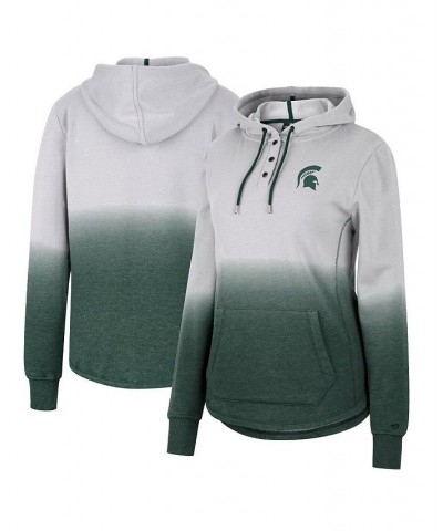 Women's Gray Green Michigan State Spartans Aurelia Dip-Dye Quarter-Snap Pullover Hoodie $29.40 Sweatshirts