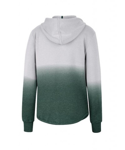 Women's Gray Green Michigan State Spartans Aurelia Dip-Dye Quarter-Snap Pullover Hoodie $29.40 Sweatshirts