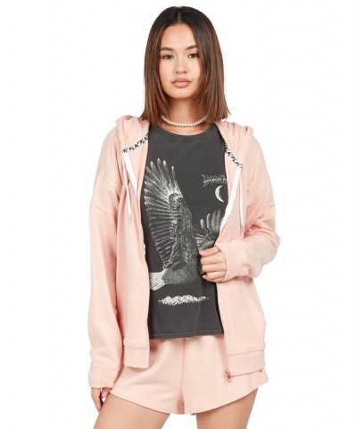 Juniors' Lived In Lounge Zip-Up Fleece Hazey Pink $38.25 Sweatshirts