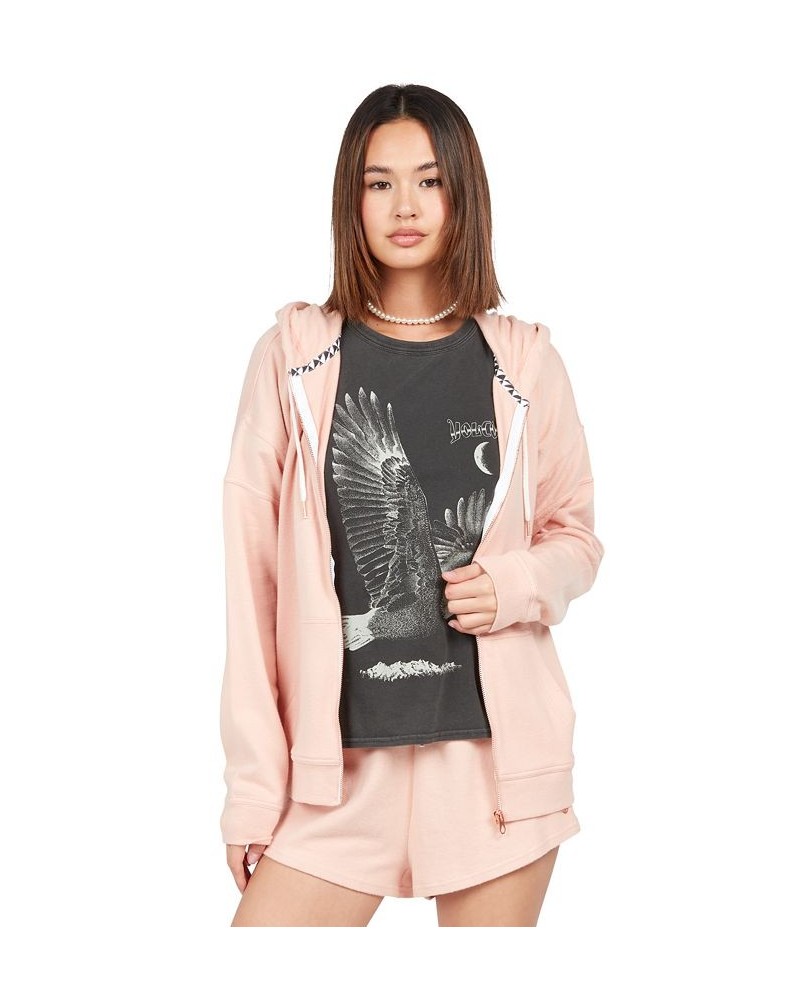 Juniors' Lived In Lounge Zip-Up Fleece Hazey Pink $38.25 Sweatshirts